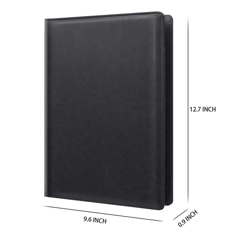 WAVEYU Business Portfolio Folder for Men Women, Padfolio Cover, Conference/Resume/Legal Document Organizer with Letter/A4 Size Clipboard Hardboard, Business Card Holders, Document Sleeve, Black - Image 3